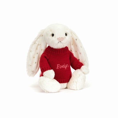 Jellycat Bashful Twinkle Bunny with Red Jumper New Zealand | JSUZF6305